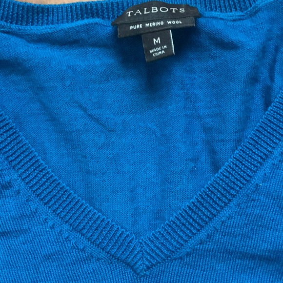 Peacock blue merino wool M sweater - Picture 3 of 9